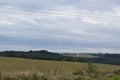 wind power plants in autumn landscape Royalty Free Stock Photo