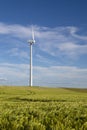 Wind power station in fields Royalty Free Stock Photo