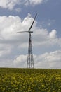 Wind power station with field in Osnabrueck country region, Lower Saxony, Germany Royalty Free Stock Photo