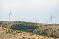 Wind power station. Wind turbines on wind farm in Mostar, Bosnia and Herzegovina. Green energy, decarbonization