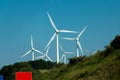 Wind power stations on a background of blue sky Royalty Free Stock Photo