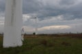 Wind power stations in rainy day in Kaliningradm Russia Royalty Free Stock Photo