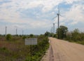 Wind power stations in sunny day in Kaliningradm Russia Royalty Free Stock Photo