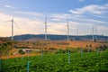 Wind power turbines generating clean renewable energy for sustainable development Royalty Free Stock Photo