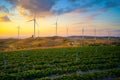 Wind power turbines generating clean renewable energy for sustainable development Royalty Free Stock Photo