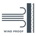 Wind proof material, glass or window properties, isolated icon