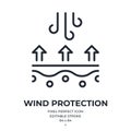 Wind protection and cold weather proof concept editable stroke outline icon isolated on white background flat vector illustration