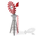 Wind pump for pumping of water on farm. Home wind power plant for power generation. Royalty Free Stock Photo