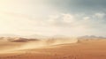 The wind raises the dust in Wadi Rum, Sahara or Arabian desert. Generative AI