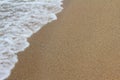 The wind rolls small waves on a sandy beach. Summer sea backgrou