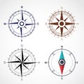 Wind rose compass flat vector symbols set