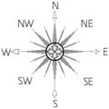 Wind rose compass silhouette Royalty Free Stock Photo