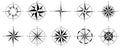 Wind rose elements set - visualization of antique compass vector types