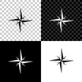 Wind rose icon isolated on black, white and transparent background. Compass icon for travel. Navigation design. Vector Royalty Free Stock Photo