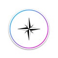 Wind rose icon isolated on white background. Compass icon for travel. Navigation . Circle white button Royalty Free Stock Photo