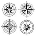 Wind rose retro design vector collection. Vintage nautical or marine wind rose and compass icons set, for travel Royalty Free Stock Photo