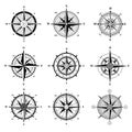 Wind rose set. Travel adventure sailing nautical rose destination directional arrows vector navigation symbols for old Royalty Free Stock Photo