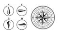 Wind rose and world pole markers with hatching Royalty Free Stock Photo