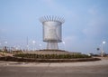 `Wind Roundabout` by Ned Kahn in the center of a traffic roundabout in Forth Worth, Texas.