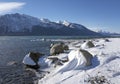 Wind sculpted snow by the Chilkat Inlet Royalty Free Stock Photo