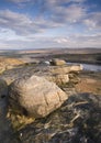 Wind shaped boulders on yorkshire moorland Royalty Free Stock Photo