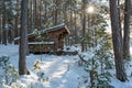 Wind shelter near trail in forest Motala Sweden Royalty Free Stock Photo