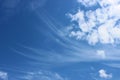 The wind in the sky blows out cumulus clouds in clear weather