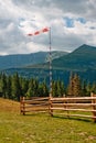 Wind sleeve and mountains Royalty Free Stock Photo