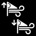 Wind speed increase and decrease vector icon. Black and white wind illustration. Solid linear icon.