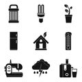 Wind strength icons set, simple style