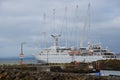 Wind surf Cruise ship anchored in West Bay Portrush