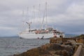 Wind Surf Cruise Ship offloads passengers