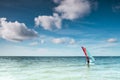 Wind surfer on a calm ocean at the North Sea Royalty Free Stock Photo