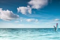 Wind surfer on a calm ocean at the North Sea Royalty Free Stock Photo