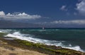 Wind surfer enjoys the colourful Hookipa park Royalty Free Stock Photo