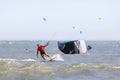 Wind surfer surf in sea a beach in Nam Tien, Vietnam Royalty Free Stock Photo