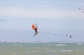 Wind surfer surf in sea a beach in Nam Tien, Vietnam Royalty Free Stock Photo