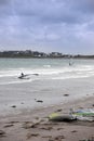 Wind surfers braving the Atlantic storm Royalty Free Stock Photo