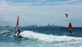 Wind Surfers in Goldcoast Ocean in Australia, Queensland Wellington Point Royalty Free Stock Photo