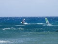 Wind surfing on the island's coast in the area of Costa Teguise