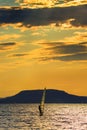 Wind surfing on Lake Balton at sunset