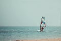 Wind surfing photo toned in vintage style