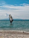 wind surfing at vasiliki beach Lefkada island Greece Royalty Free Stock Photo