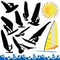 Wind surfing vector Royalty Free Stock Photo