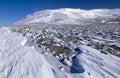 Wind swept riven snow below the Temple Glacier and Hofsjokull, Iceland.