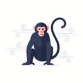 Wind-Themed Stylized Monkey Silhouette Vector Royalty Free Stock Photo