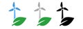 Wind tower plant green energy eco friendly power generator with leaf symbol