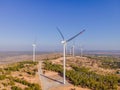 Wind turbine from aerial view - Sustainable development, environment friendly, renewable energy concept Royalty Free Stock Photo