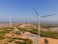 Wind turbine from aerial view - Sustainable development, environment friendly, renewable energy concept Royalty Free Stock Photo