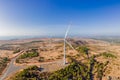 Wind turbine from aerial view - Sustainable development, environment friendly, renewable energy concept Royalty Free Stock Photo